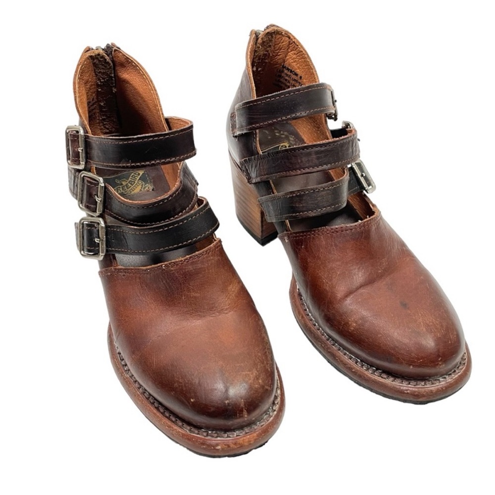 Freebird Brown Leather Dawson Bucked Block Heel Ankle Boot